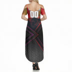 Personalized Brisbane Broncos vs Dolphins Summer Maxi Dress Battle Epic Lightning Storm Mascot