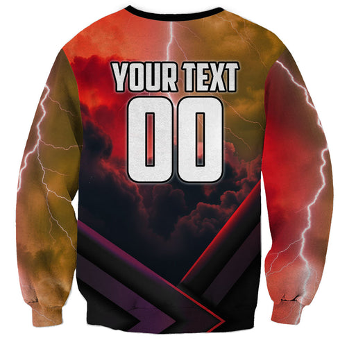 Personalized Brisbane Broncos vs Dolphins Sweatshirt Battle Epic Lightning Storm Mascot