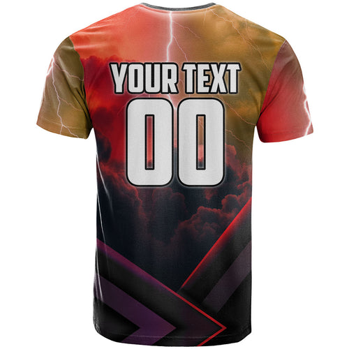 Personalized Brisbane Broncos vs Dolphins T Shirt Battle Epic Lightning Storm Mascot