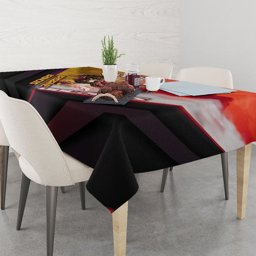 Personalized Brisbane Broncos vs Dolphins Tablecloth Battle Epic Lightning Storm Mascot