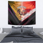 Personalized Brisbane Broncos vs Dolphins Tapestry Battle Epic Lightning Storm Mascot
