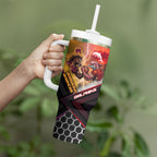Personalized Brisbane Broncos vs Dolphins Tumbler With Handle Battle Epic Lightning Storm Mascot