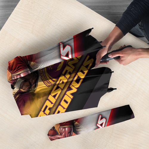 Personalized Brisbane Broncos vs Dolphins Umbrella Battle Epic Lightning Storm Mascot