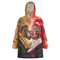 Personalized Brisbane Broncos vs Dolphins Wearable Blanket Hoodie Battle Epic Lightning Storm Mascot
