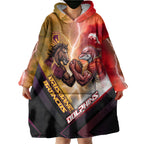 Personalized Brisbane Broncos vs Dolphins Wearable Blanket Hoodie Battle Epic Lightning Storm Mascot