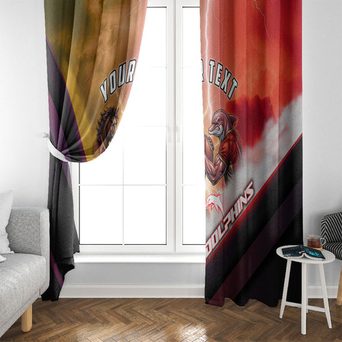 Personalized Brisbane Broncos vs Dolphins Window Curtain Battle Epic Lightning Storm Mascot