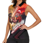 Personalized Brisbane Broncos vs Dolphins Women Sleeveless Polo Shirt Battle Epic Lightning Storm Mascot