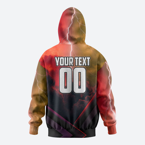 Personalized Brisbane Broncos vs Dolphins Zip Hoodie Battle Epic Lightning Storm Mascot