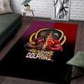 Brisbane Broncos vs Dolphins Fusion Area Rug Hybrid Mascot Lightning Graphic With Hexagon Honeycomb