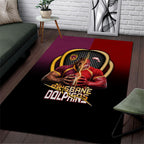 Brisbane Broncos vs Dolphins Fusion Area Rug Hybrid Mascot Lightning Graphic With Hexagon Honeycomb