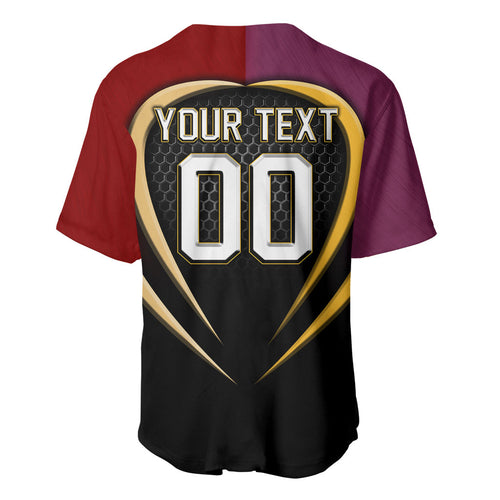 Personalized Brisbane Broncos vs Dolphins Fusion Baseball Jersey Hybrid Mascot Lightning Graphic With Hexagon Honeycomb