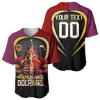Personalized Brisbane Broncos vs Dolphins Fusion Baseball Jersey Hybrid Mascot Lightning Graphic With Hexagon Honeycomb