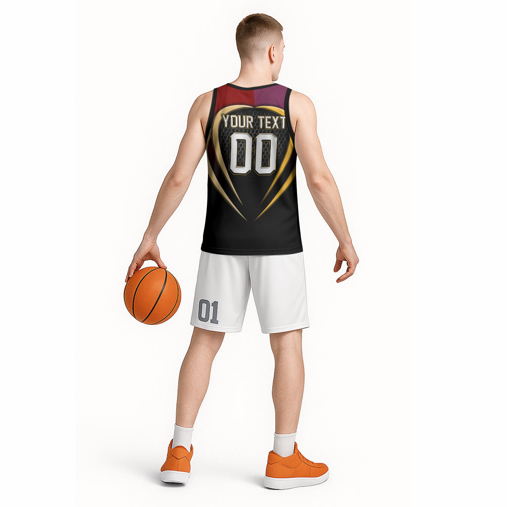 Personalized Brisbane Broncos vs Dolphins Fusion Basketball Jersey Hybrid Mascot Lightning Graphic With Hexagon Honeycomb