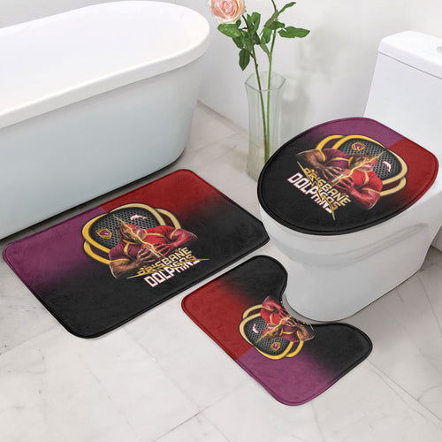 Brisbane Broncos vs Dolphins Fusion Bathroom Set Hybrid Mascot Lightning Graphic With Hexagon Honeycomb