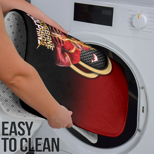 Brisbane Broncos vs Dolphins Fusion Bathroom Set Hybrid Mascot Lightning Graphic With Hexagon Honeycomb