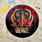 Brisbane Broncos vs Dolphins Fusion Beach Blanket Hybrid Mascot Lightning Graphic With Hexagon Honeycomb