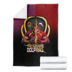 Brisbane Broncos vs Dolphins Fusion Blanket Hybrid Mascot Lightning Graphic With Hexagon Honeycomb