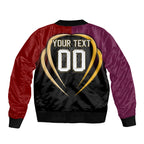 Personalized Brisbane Broncos vs Dolphins Fusion Bomber Jacket Hybrid Mascot Lightning Graphic With Hexagon Honeycomb