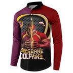 Personalized Brisbane Broncos vs Dolphins Fusion Button Sweatshirt Hybrid Mascot Lightning Graphic With Hexagon Honeycomb