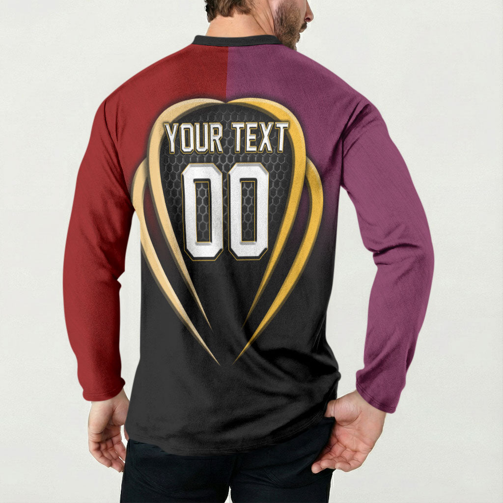 Personalized Brisbane Broncos vs Dolphins Fusion Button Sweatshirt Hybrid Mascot Lightning Graphic With Hexagon Honeycomb