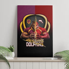 Brisbane Broncos vs Dolphins Fusion Canvas Wall Art Hybrid Mascot Lightning Graphic With Hexagon Honeycomb