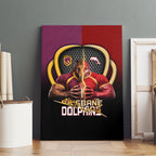 Brisbane Broncos vs Dolphins Fusion Canvas Wall Art Hybrid Mascot Lightning Graphic With Hexagon Honeycomb