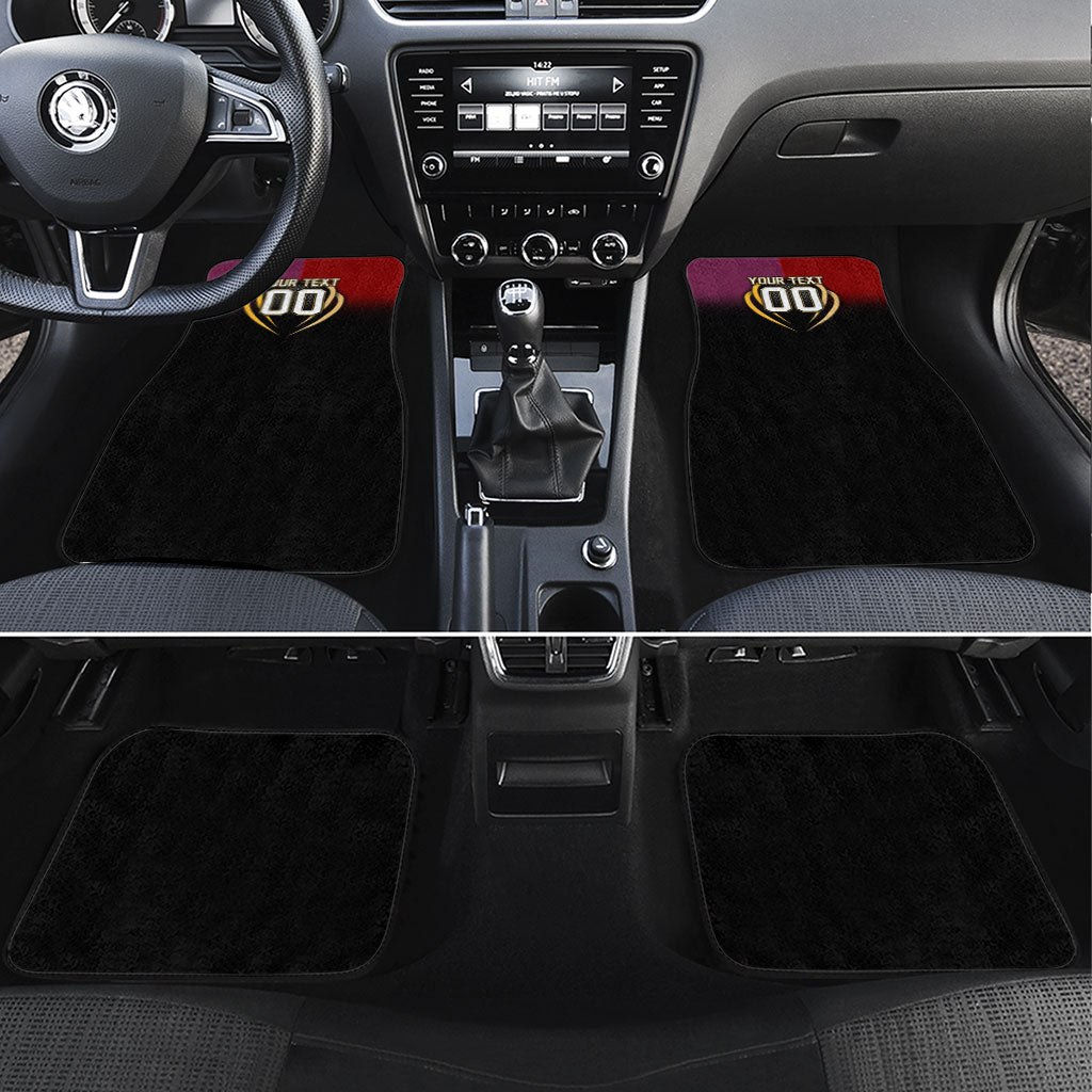 Personalized Brisbane Broncos vs Dolphins Fusion Car Mats Hybrid Mascot Lightning Graphic With Hexagon Honeycomb