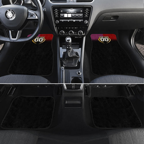 Personalized Brisbane Broncos vs Dolphins Fusion Car Mats Hybrid Mascot Lightning Graphic With Hexagon Honeycomb