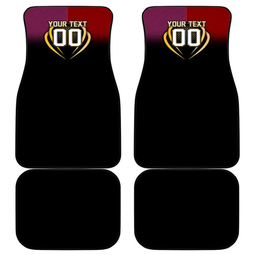 Personalized Brisbane Broncos vs Dolphins Fusion Car Mats Hybrid Mascot Lightning Graphic With Hexagon Honeycomb