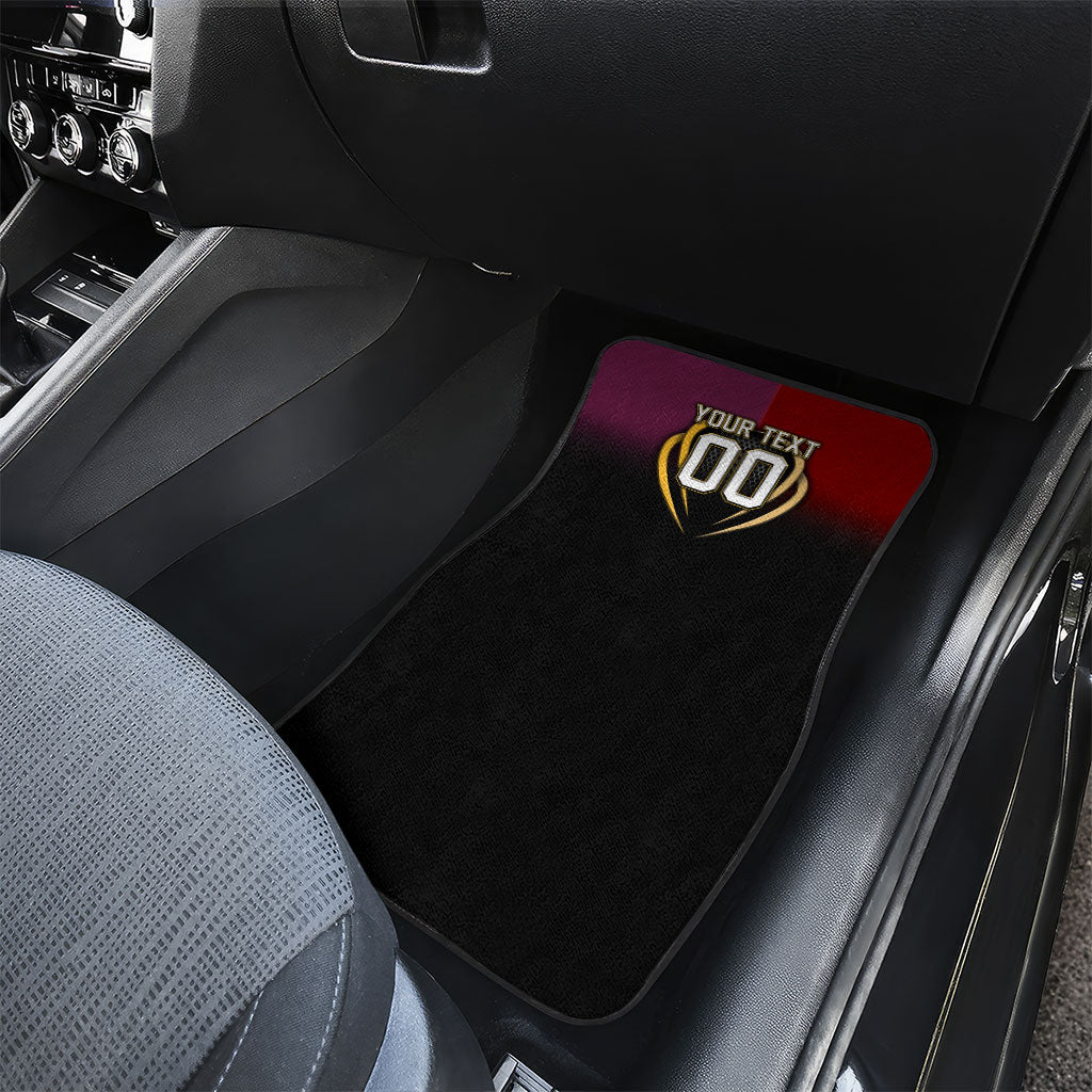 Personalized Brisbane Broncos vs Dolphins Fusion Car Mats Hybrid Mascot Lightning Graphic With Hexagon Honeycomb