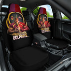 Brisbane Broncos vs Dolphins Fusion Car Seat Cover Hybrid Mascot Lightning Graphic With Hexagon Honeycomb
