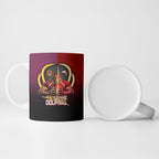 Personalized Brisbane Broncos vs Dolphins Fusion Ceramic Mug Hybrid Mascot Lightning Graphic With Hexagon Honeycomb