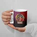 Personalized Brisbane Broncos vs Dolphins Fusion Ceramic Mug Hybrid Mascot Lightning Graphic With Hexagon Honeycomb