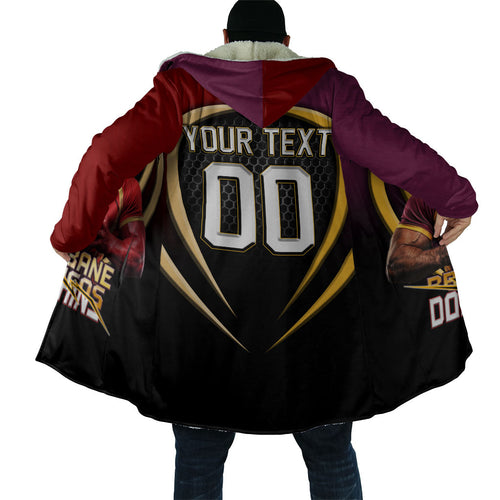 Personalized Brisbane Broncos vs Dolphins Fusion Cloak Hybrid Mascot Lightning Graphic With Hexagon Honeycomb