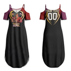 Personalized Brisbane Broncos vs Dolphins Fusion Couples Matching Summer Maxi Dress and Hawaiian Shirt Hybrid Mascot Lightning Graphic With Hexagon Honeycomb
