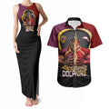Personalized Brisbane Broncos vs Dolphins Fusion Couples Matching Tank Maxi Dress and Hawaiian Shirt Hybrid Mascot Lightning Graphic With Hexagon Honeycomb