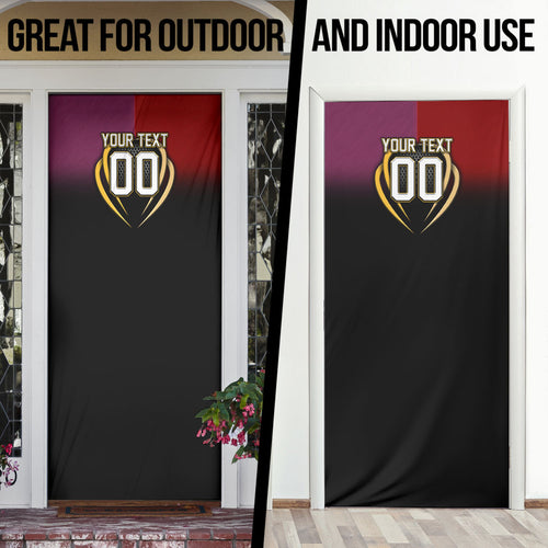 Personalized Brisbane Broncos vs Dolphins Fusion Door Cover Hybrid Mascot Lightning Graphic With Hexagon Honeycomb