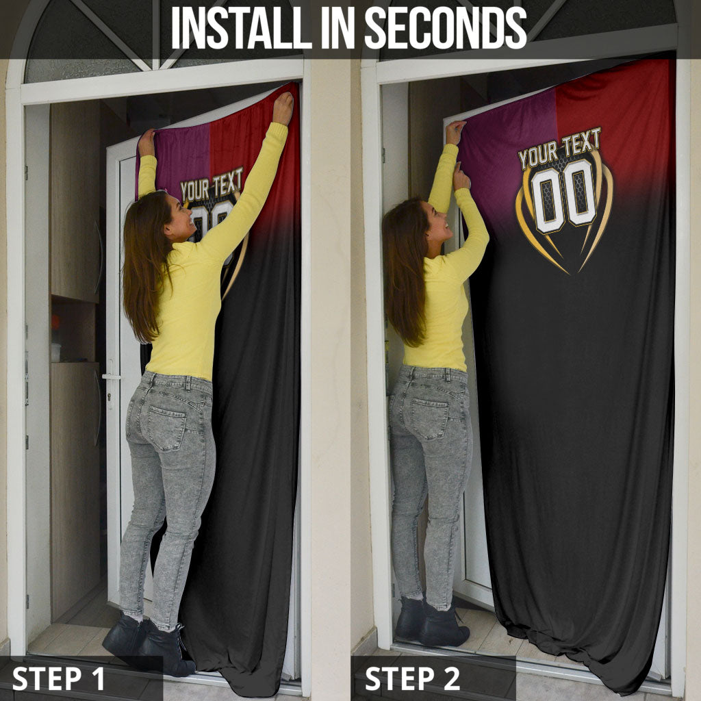 Personalized Brisbane Broncos vs Dolphins Fusion Door Cover Hybrid Mascot Lightning Graphic With Hexagon Honeycomb