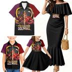 Personalized Brisbane Broncos vs Dolphins Fusion Family Matching Mermaid Dress and Hawaiian Shirt Hybrid Mascot Lightning Graphic With Hexagon Honeycomb
