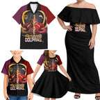 Personalized Brisbane Broncos vs Dolphins Fusion Family Matching Off Shoulder Maxi Dress and Hawaiian Shirt Hybrid Mascot Lightning Graphic With Hexagon Honeycomb