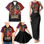 Personalized Brisbane Broncos vs Dolphins Fusion Family Matching Tank Maxi Dress and Hawaiian Shirt Hybrid Mascot Lightning Graphic With Hexagon Honeycomb