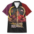 Personalized Brisbane Broncos vs Dolphins Fusion Hawaiian Shirt Hybrid Mascot Lightning Graphic With Hexagon Honeycomb