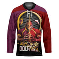 Personalized Brisbane Broncos vs Dolphins Fusion Hockey Jersey Hybrid Mascot Lightning Graphic With Hexagon Honeycomb