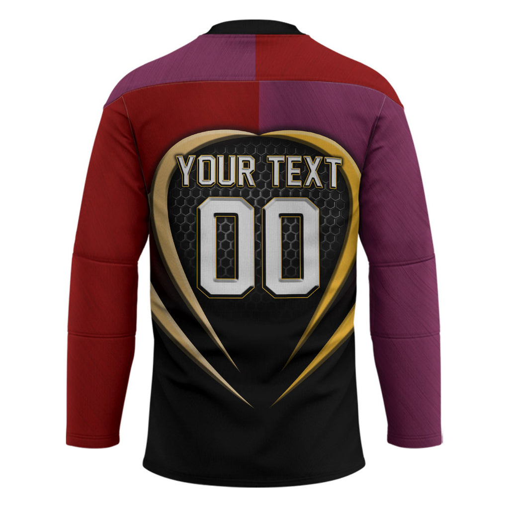 Personalized Brisbane Broncos vs Dolphins Fusion Hockey Jersey Hybrid Mascot Lightning Graphic With Hexagon Honeycomb