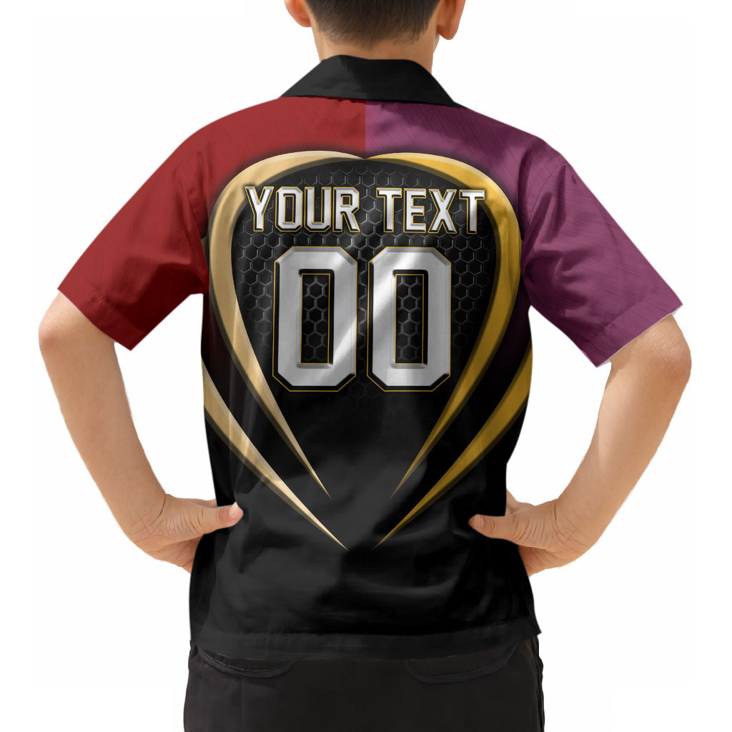 Personalized Brisbane Broncos vs Dolphins Fusion Kid Hawaiian Shirt Hybrid Mascot Lightning Graphic With Hexagon Honeycomb