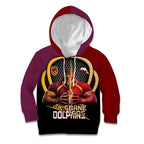 Personalized Brisbane Broncos vs Dolphins Fusion Kid Hoodie Hybrid Mascot Lightning Graphic With Hexagon Honeycomb