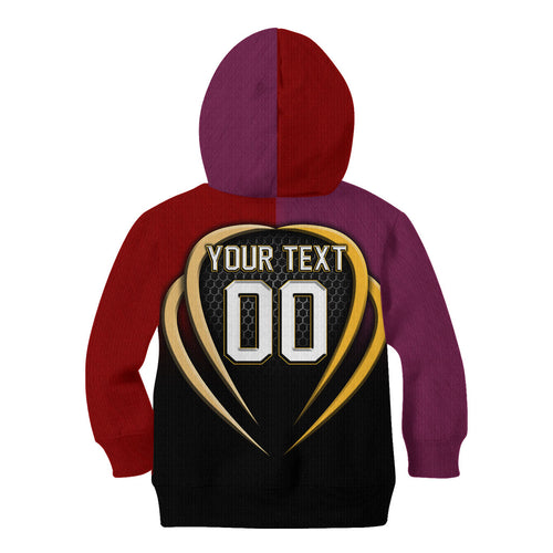 Personalized Brisbane Broncos vs Dolphins Fusion Kid Hoodie Hybrid Mascot Lightning Graphic With Hexagon Honeycomb