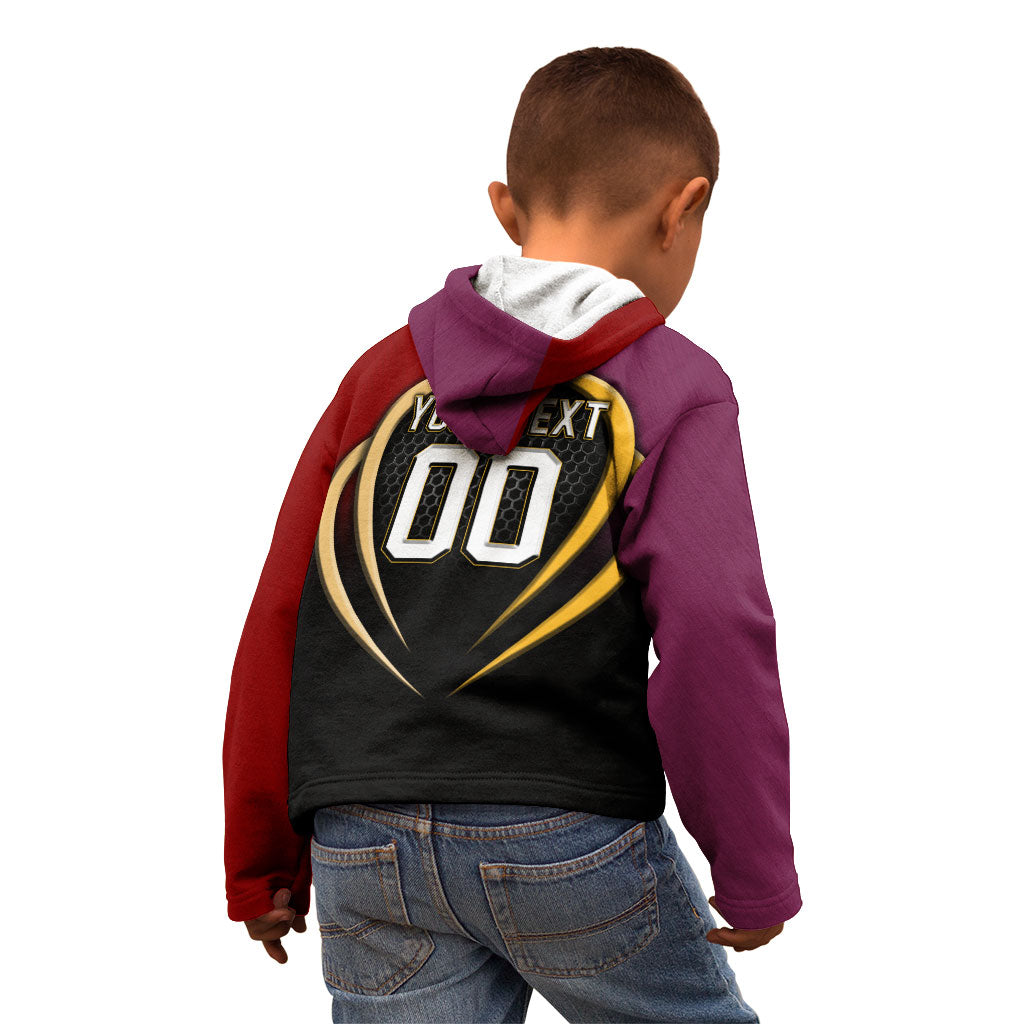 Personalized Brisbane Broncos vs Dolphins Fusion Kid Hoodie Hybrid Mascot Lightning Graphic With Hexagon Honeycomb