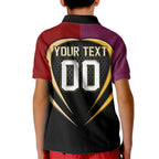 Personalized Brisbane Broncos vs Dolphins Fusion Kid Polo Shirt Hybrid Mascot Lightning Graphic With Hexagon Honeycomb