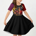 Personalized Brisbane Broncos vs Dolphins Fusion Kid Short Sleeve Dress Hybrid Mascot Lightning Graphic With Hexagon Honeycomb